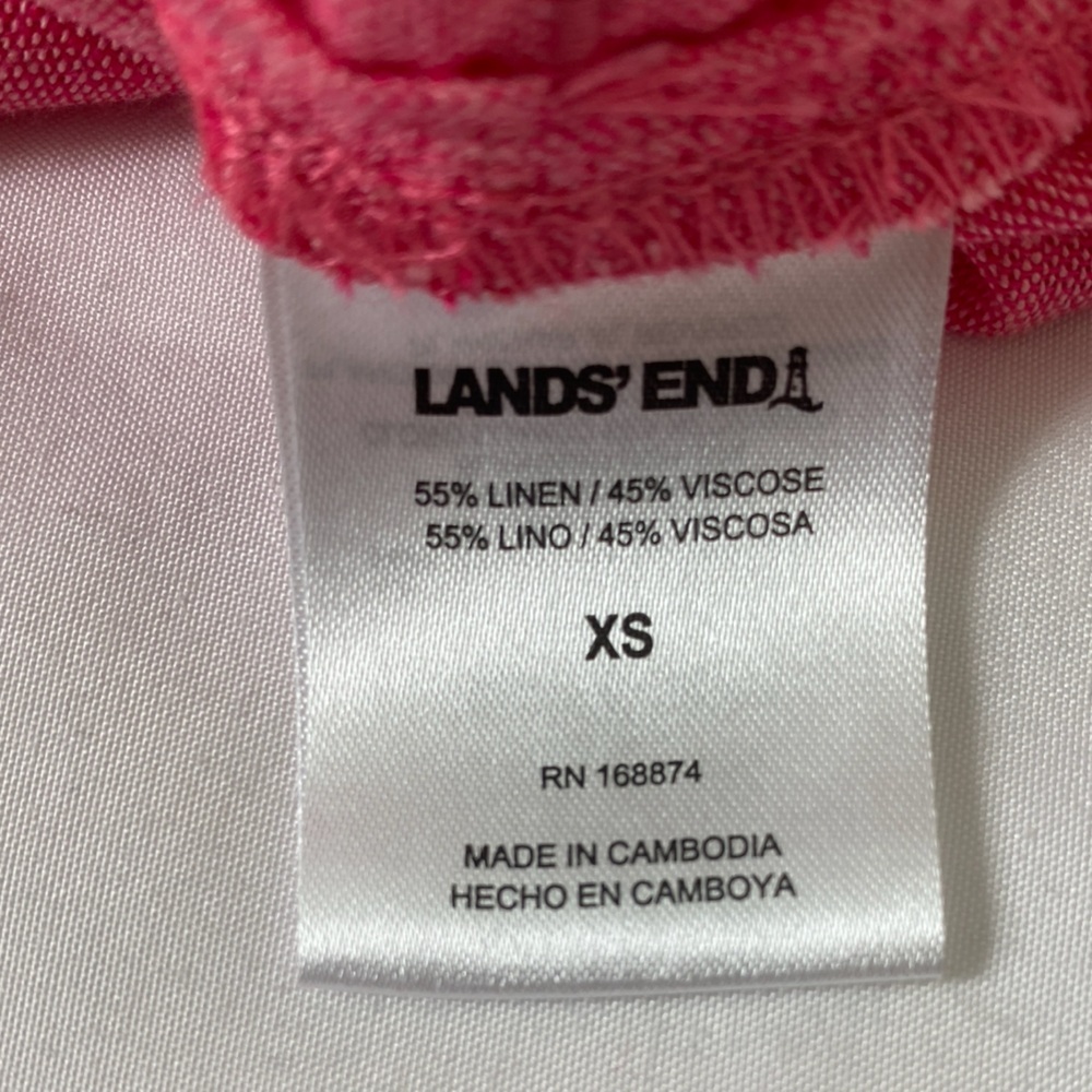 Lands' End Vibrant Pink Linen Blend Blouse, Size XS - Picture 8 of 8